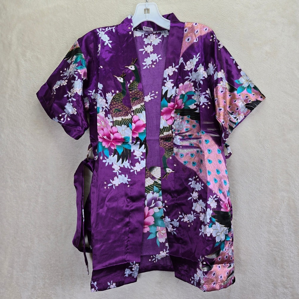Kids Purple Peacock Pajama Robe